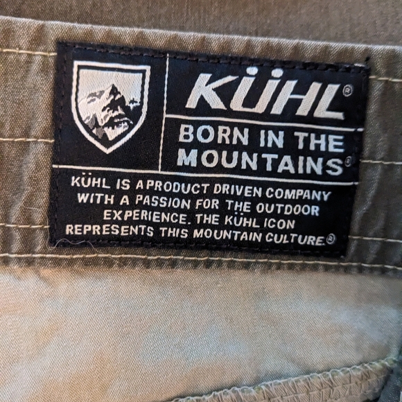KÜHL Cargo Hiking Vintage Patina Dye Olive Outdoor Shorts Men's 34 EXC. COND.!! - Picture 5 of 10